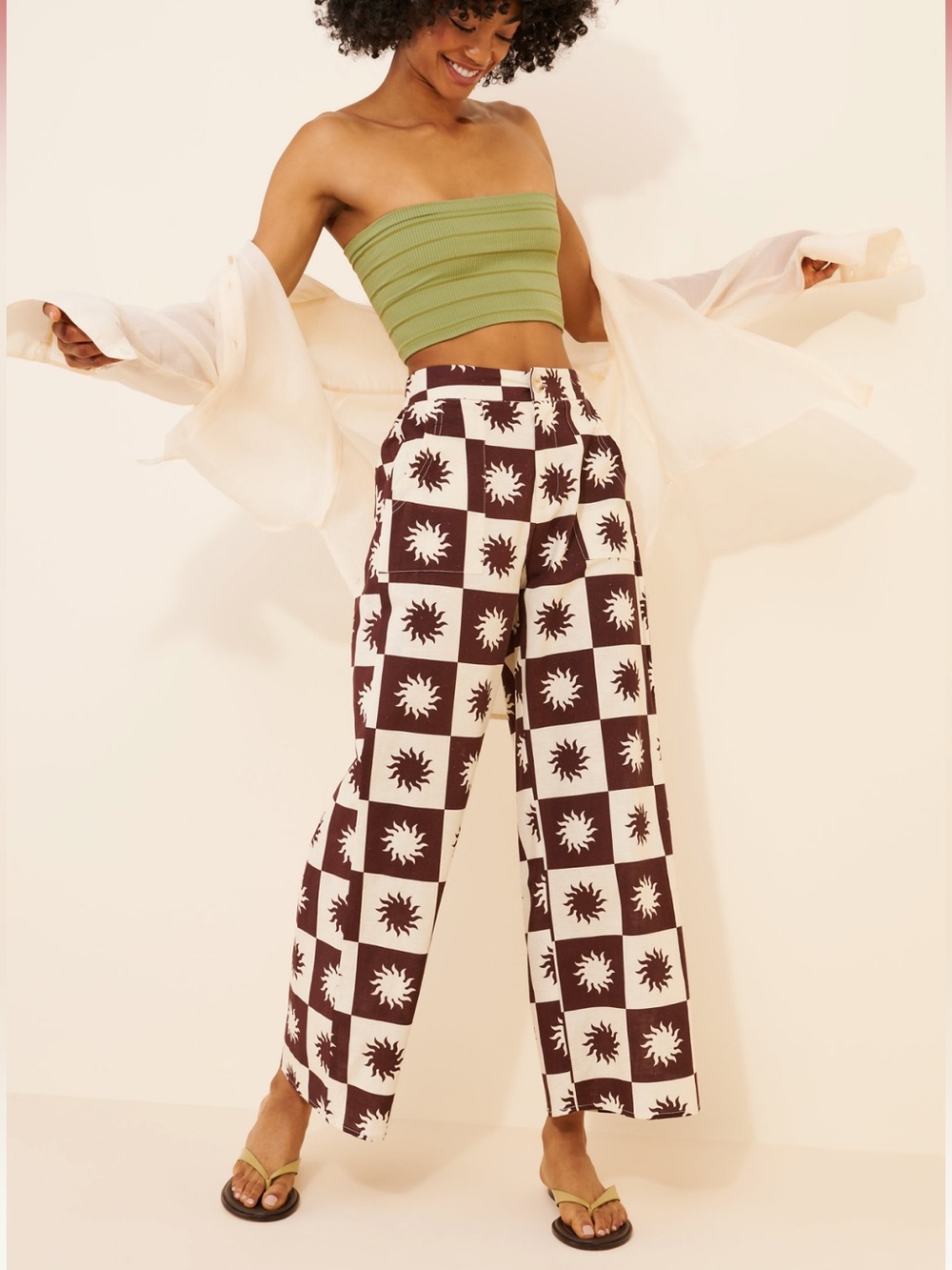 Little Lies Linen Sun Print Pants